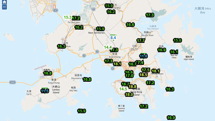 天文臺：本港市區(qū)氣溫今早降至約15度